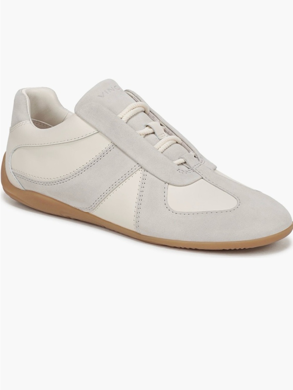 New - Luxury brand Vince:  Women’s Casual Suede & Leather Trainer - Cream